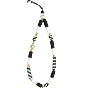 MOXYO Beaded Phone Charm Strap – Black & White – Unique Accessory
